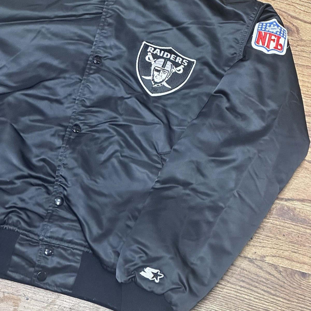 Vintage 1980s Raiders Jacket Large Black Starter Satin NFL Vintage 1980s Raiders Jacket Large Black Starter Satin NFL
