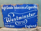VINTAGE OLD PORCELAIN ENAMEL SIGN WESTMINSTER TOBBACO CIGARETTE CIGAR CO LONDON