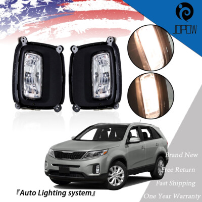 Pair Left+Right Fog Lamps Assembl For 2014-2015 Kia Sorento LX 2.4L w/Bulbs
