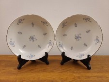Set 2 Mikasa Cecelia 9348 Japan Platinum-Trim 7 5/8" Coupe Soup Bowls