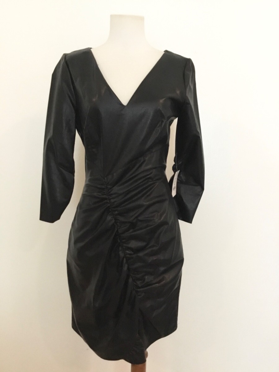 ZARA FAUX LEATHER DRAPED DRESS SIZE S #0459-D ZARA FAUX LEATHER DRAPED DRESS SIZE S #0459-D