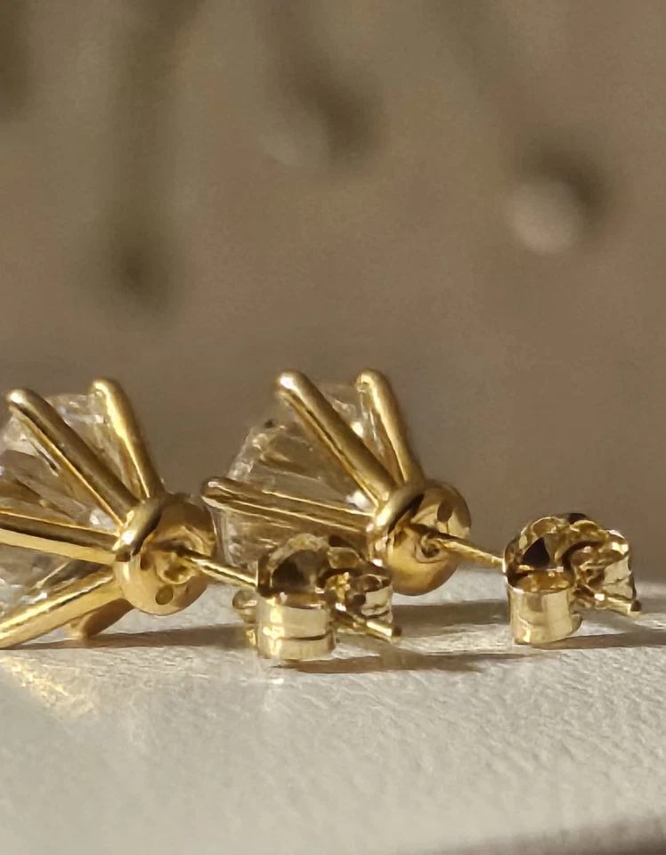 Boucles d'oreilles 18 carats Or jaune  Diamant 2cts  - Imagen 3 de 4