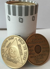 Lotto sfuso di 25 medaglioni bronzo anonimi AA 24 ore alcolisti preghiera serenità