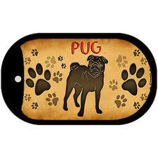 Pug Novelty Metal Dog Tag Necklace 2" x 1"