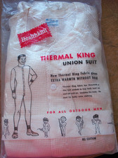 Vintage HEALTHKNIT Mens 42 Thermal King Unionsuit Long John Off-White Cotton NOS