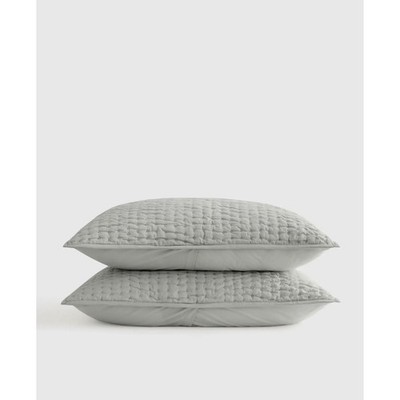 Quince European Linen Cotton Stitch Quilted Standard Sham Set 2 Color Mist