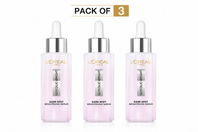 L'Oreal Paris Glycolic Bright 8% Face Serum 15ml Pack of 3 Free Shipping
