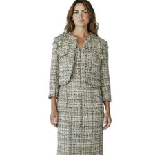 St John French Tweed Knit Jacket Blazer Womens 16 Multicolor Eyelash Luxury NWT