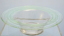 Steuben Carder 12 Inch Wide Center Rimmed Bowl with Green Threading