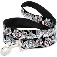 Dog Leash 6-FEET Bugs Bunny CLOSE-UP Poses Black (Us Import)
