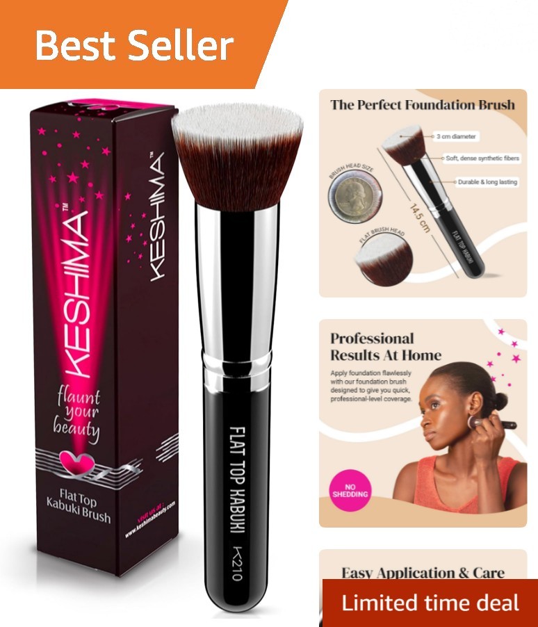 Flat Top Kabuki Brush:  Foundation & Buffing Tool for Flawless Makeup