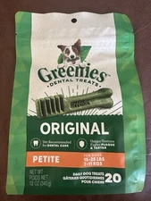 Greenies Original Petite Size 20 count 12 oz  Dental Chew Treats for Dogs