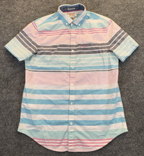 Original Penguin Heritage Slim Fit Shirt Men s Size M Pink Blue Striped Cotton
