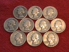 Lot 3- 10 Washington Silver Quarters 90% Silver 1964 and Older