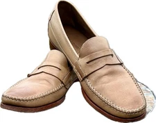 Johnston & Murphy Penny Loafers Tan Leather Round Apron Toe Shoes Size 10M