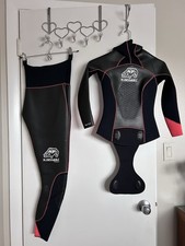 H. Dessault Duo 3.5 Hooded Wetsuit Set Jacket & Pants Black/Orange Size XS-S.