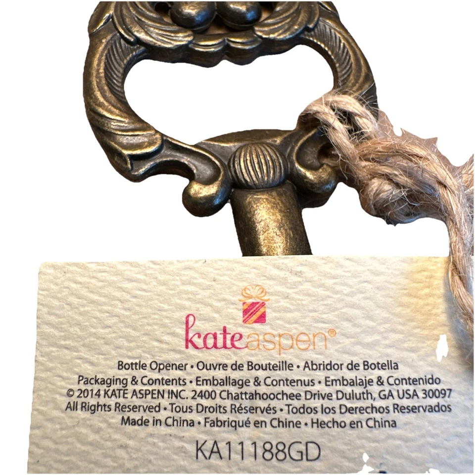 Abridor de botellas Kate Aspen Skeleton Key To My Heart latón dorado-aspecto vintage  Foto 4 de 4