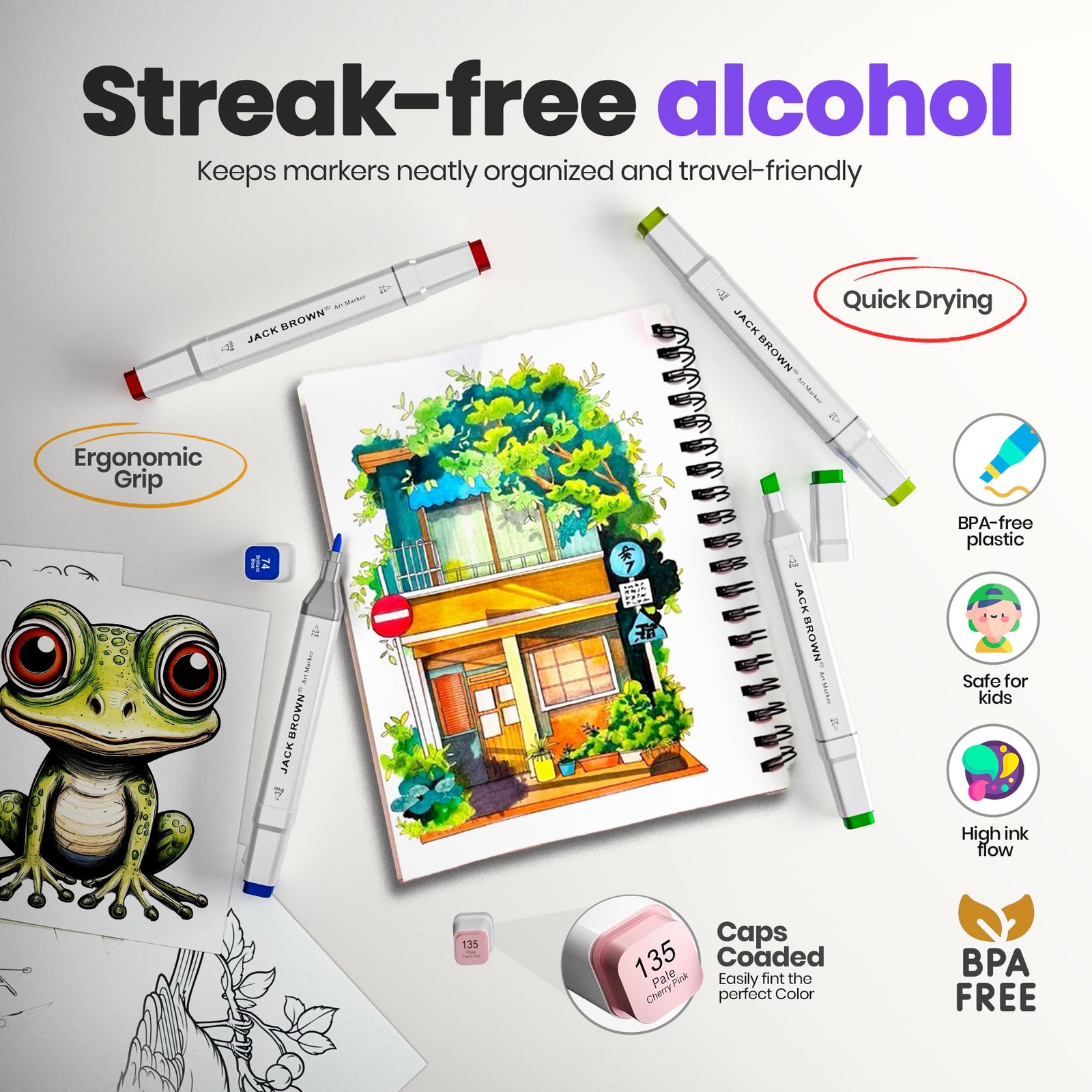 120 Colors Alcohol Markers Set with Fine & Chisel Dual Tip - Professional Art...