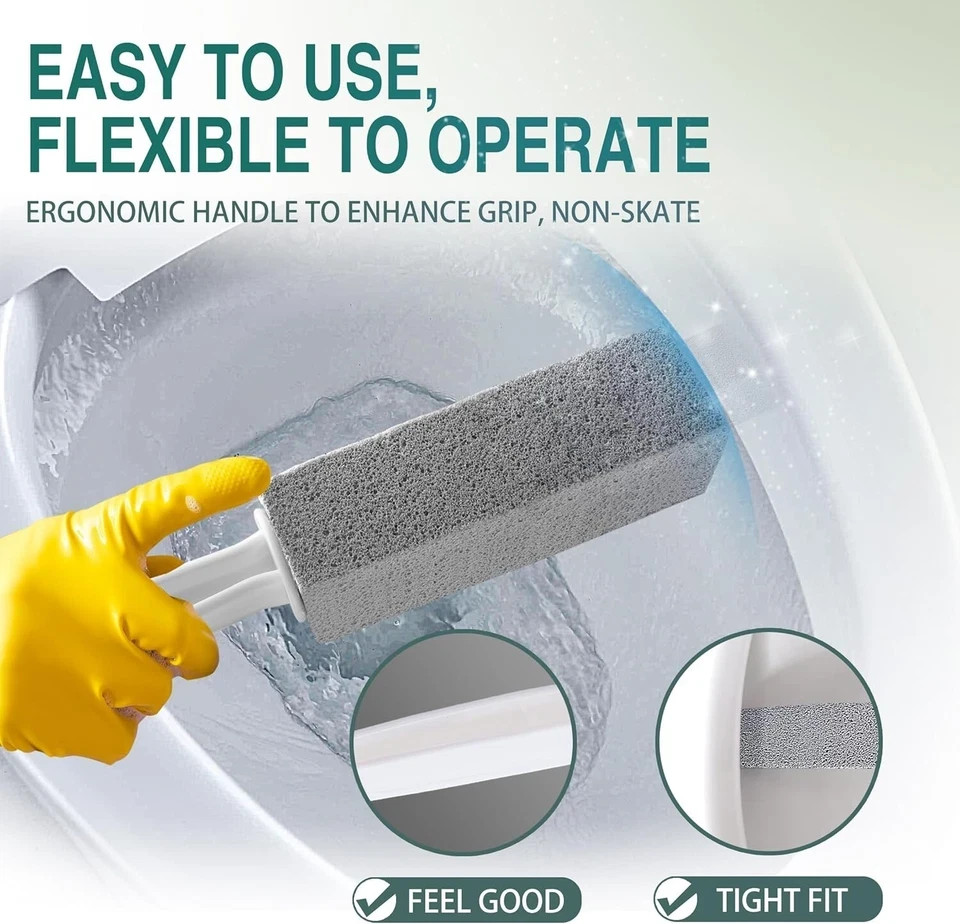 Pumice Cleaning Stone with Handle Toilet Bowl Cleaner Hard Water Ring Remover 2