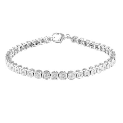 Damen Armband 0,25ct Rund Natürlicher Diamant Sterlingsilber Weißgold SS Armreif