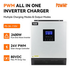 2400W Hybrid Solar Inverter DC 24V to AC 110V Built-in 50A PWM Solar Controller
