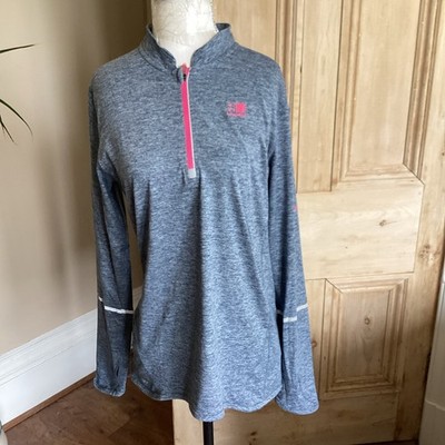 LADIES KARRIMOR XLITE 1/4 ZIP GREY LONG SLEEVED TOP SIZE 12