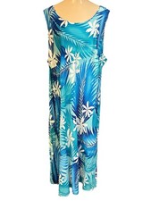 Hilo Hattie Hawaiian 3X MuuMuu Dress Resort Cruise Tropical Leaf Vacation Spring