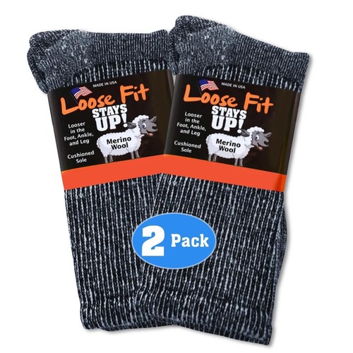 Marled Merino Wool Men's and Women's Sock 2 Pack (X-Large Red Label, Black Ma...