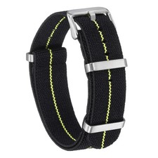 Elastic Nylon Watch Band 20mm Waterproof One-Piece Watch Strap, Black/Yellow