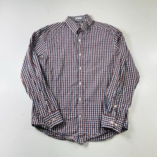 Lucky Brand Dress Shirt Men  s Size Medium Blue Red Plaid White Label Fit