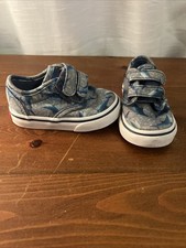 VANS Shark Print Slip Ons With Straps no laces Size 4