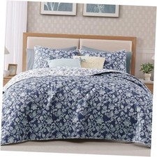 Quilt Set Size Floral Quilt Sets, Reversible Bedspread Queen Oxford Blue