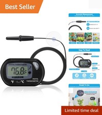 Aquarium Thermometer with Large LCD Display Fahrenheit/Celsius  /  Fish Tank T...