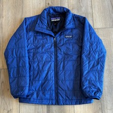 Patagonia Boys Nano Puff Jacket Full Zip Primaloft Blue Size 7-8 Small Outdoors