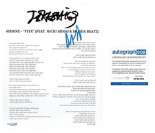 MURDA BEATZ SIGNED FEFE 6IX9INE LYRIC SHEET - ACOA COA