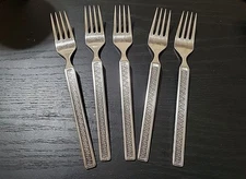 5  Dinner Forks Noritake EROS 18/8 Stainless Japan 7"