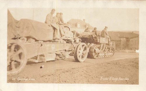 WW1 Military Photo~Tractor & Large American Gun Chevannay France