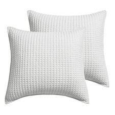 Levtex Home - Mills Waffle - Euro Sham set Two - Bright White - Sham Size