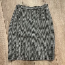 Vintage, Italian 100 Wool Dark Grey And Beige Pencil Skirt, Sz. 6