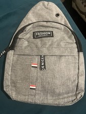 Grey Crossbody Shoulder Bag Men Women Small Backpack Sling Travel Casual Zip UK