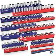 12-piece 14 38 12-drive Sae Metric Magnetic Socket Organizer Set Hold...