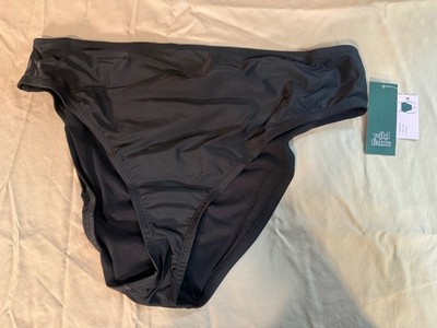Wild Fable Size 1X (17-18) Black High Waist & Leg Cheeky Bikini Swim Bottom NWT