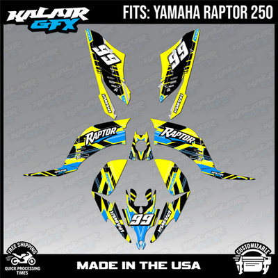 Graphics Kit for Yamaha ATV RAPTOR 250 (All Years) Swift - YELLOW