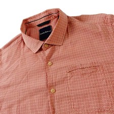 Tommy Bahama Silk Blend Pink Check Textured Long Sleeve Button Up Shirt XL