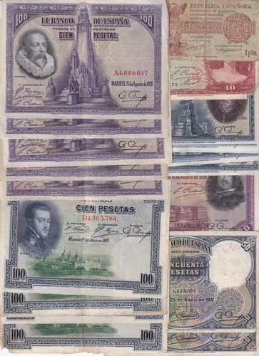 SALE!! LOT OF 30 ANTIQUE SPAIN BANKNOTES FOR ONLY 14.99 EUROS