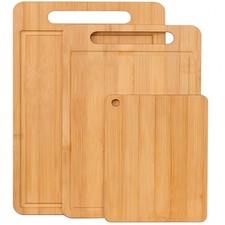3pcs Extra Large Bamboo Cutting Board Set with Juice Grooves, Heavy Duty