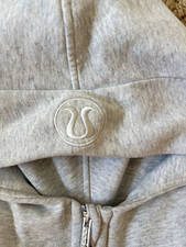 lululemon Women s Size 2 Gray 1/2 Zip Hooded Raglan Pullover Hoodie Logo