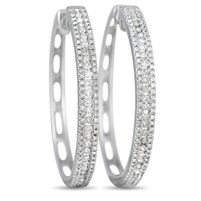 14K Weißgold 3-reihig 1,06 Karat VS1 G Farbe Diamant Creolen