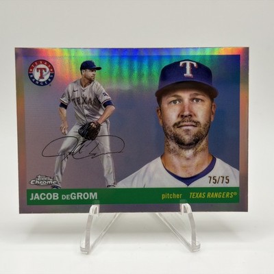 2025 Topps Chrome Platinum #112 Jacob DeGrom Rose Gold Refractor 75/75 Rangers