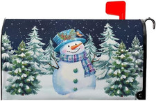 Winter Snowman Magnetic Mailbox Covers Large Size 25.5''X21'' Christma Snowy Pin